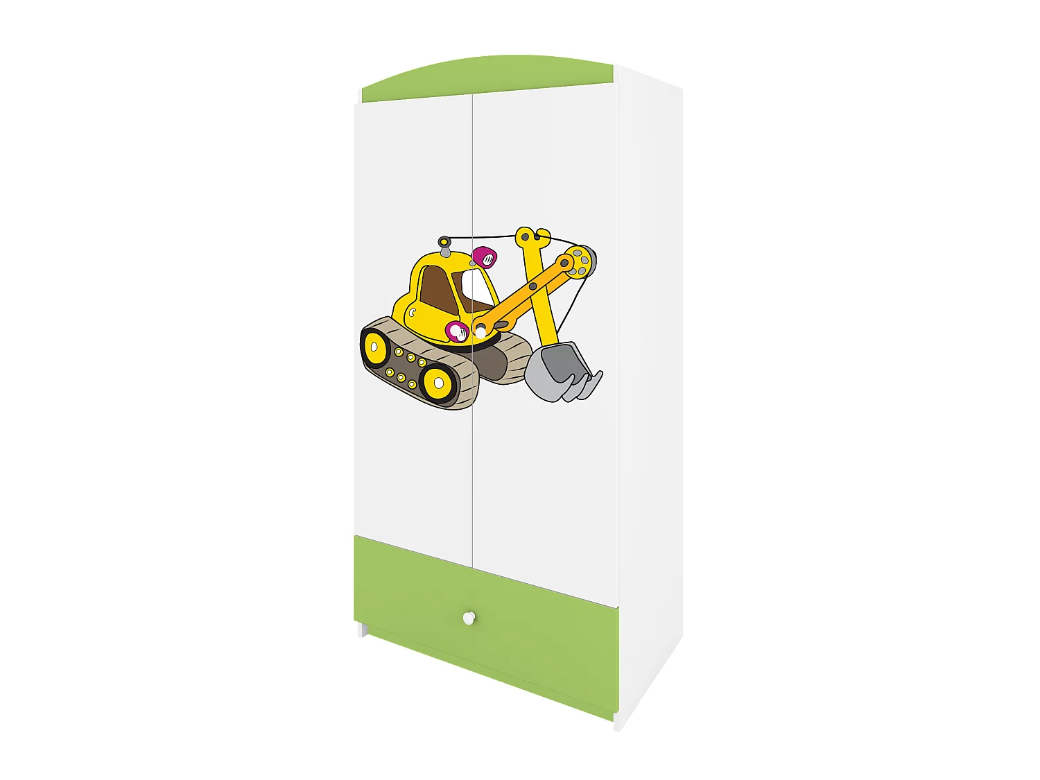 Kinderkleiderschrank Babydreams Drehtürenschrank Kleiderschrank Excavator Grün