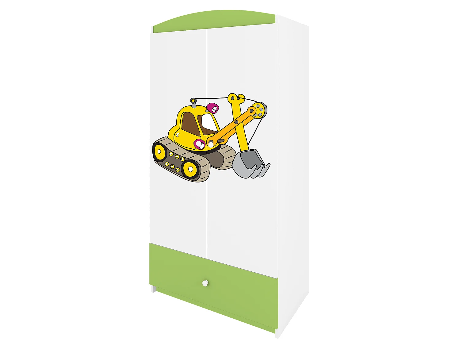 Kinderkleiderschrank Babydreams Drehtürenschrank Kleiderschrank Excavator Grün