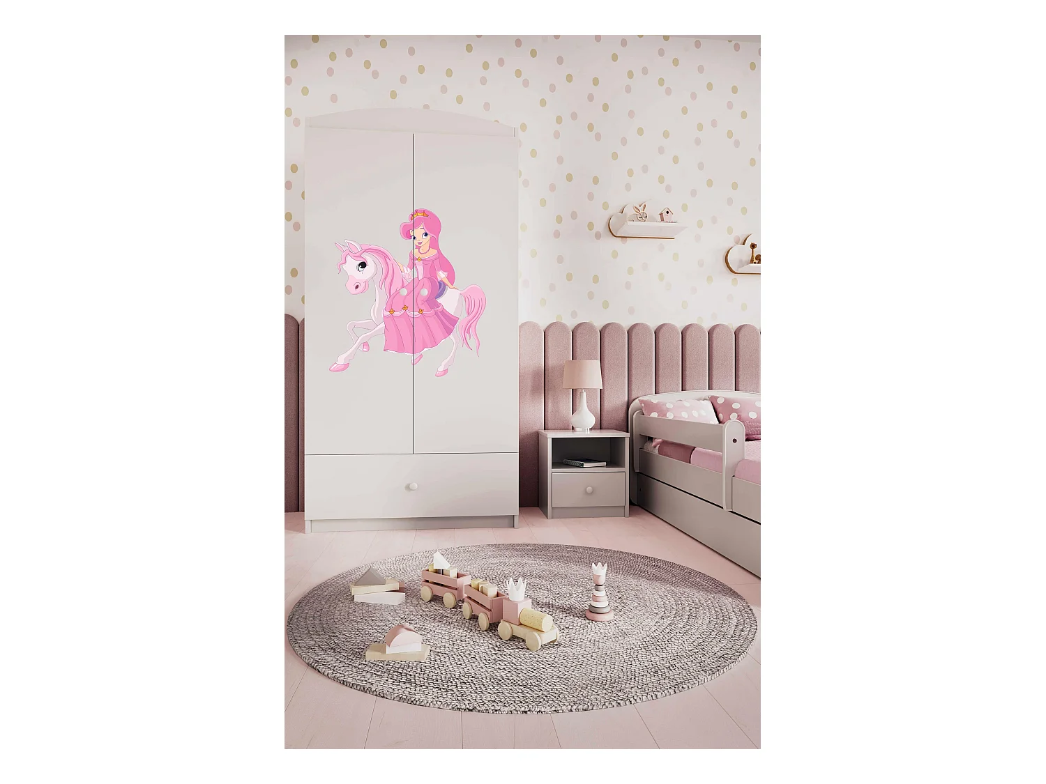Kinderkleiderschrank Babydreams Drehtürenschrank Kleiderschrank Prinzessin II Weiß