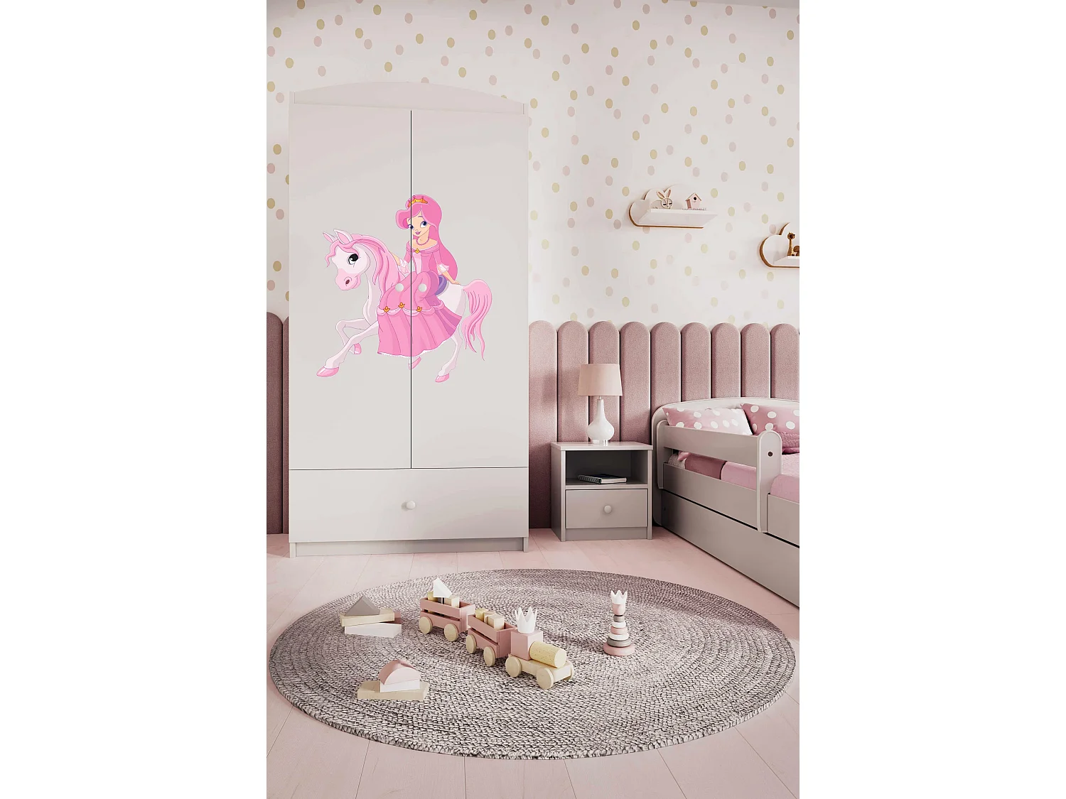 Kinderkleiderschrank Babydreams Drehtürenschrank Kleiderschrank Prinzessin II Weiß