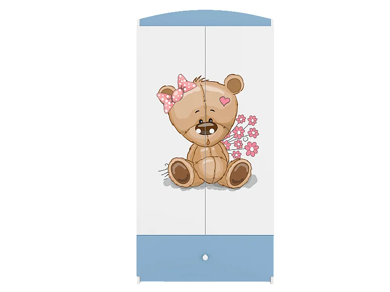 Kinderkleiderschrank Babydreams Drehtürenschrank Kleiderschrank Teddybär II Blau