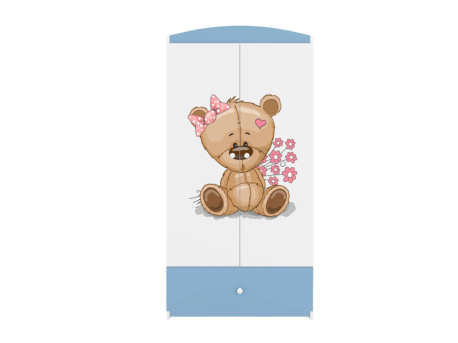 Kinderkleiderschrank Babydreams Drehtürenschrank Kleiderschrank Teddybär II Blau