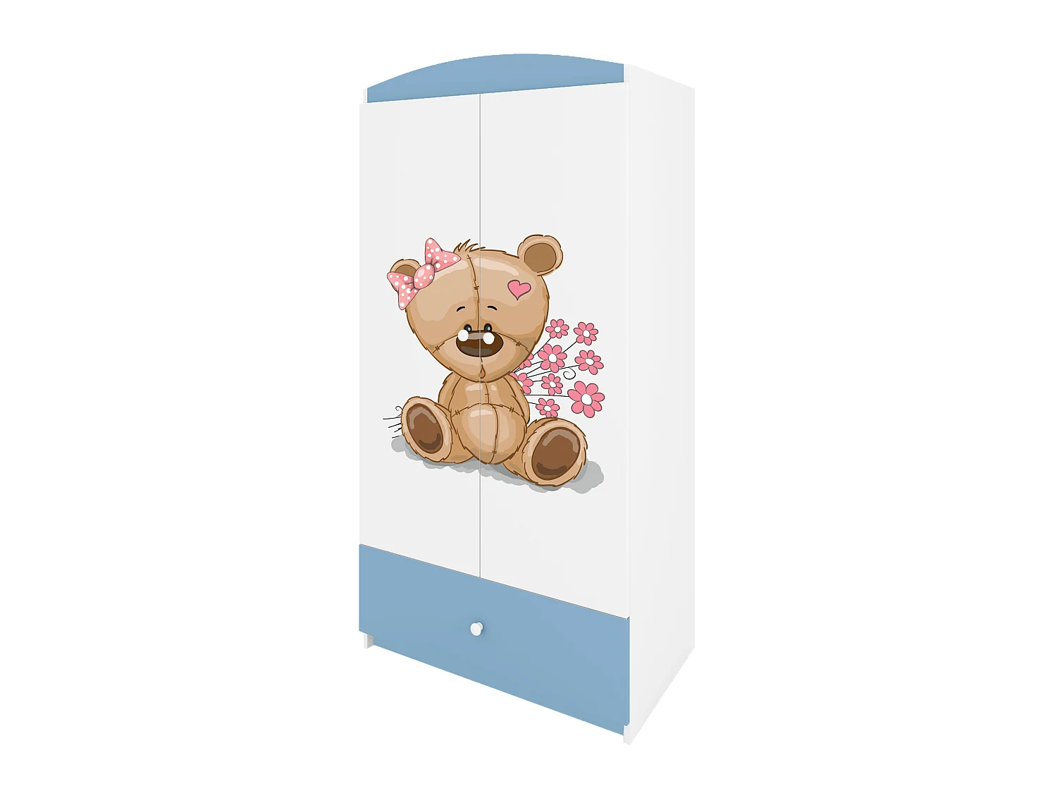 Kinderkleiderschrank Babydreams Drehtürenschrank Kleiderschrank Teddybär II Blau