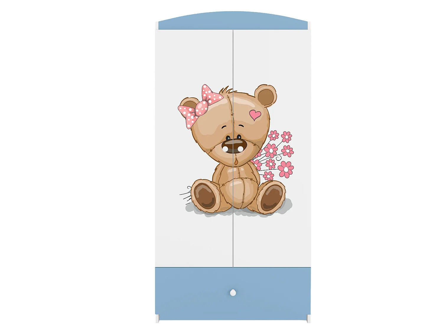 Kinderkleiderschrank Babydreams Drehtürenschrank Kleiderschrank Teddybär II Blau