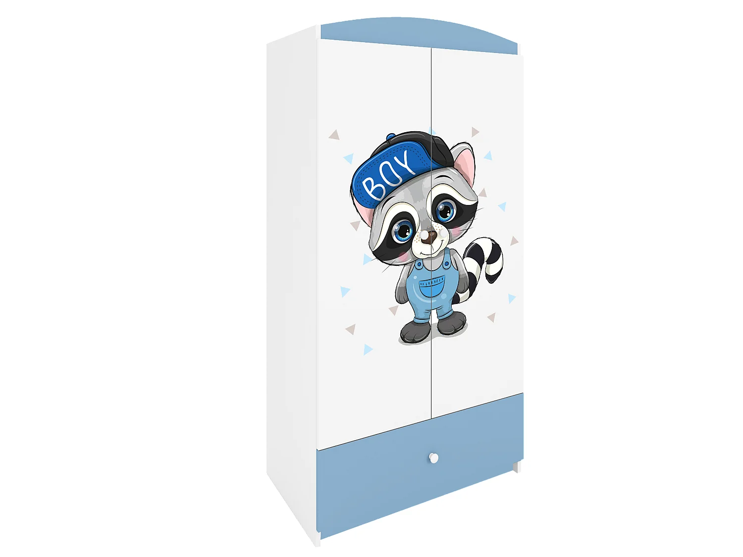 Kinderkleiderschrank Babydreams Drehtürenschrank Kleiderschrank Waschbär Blau