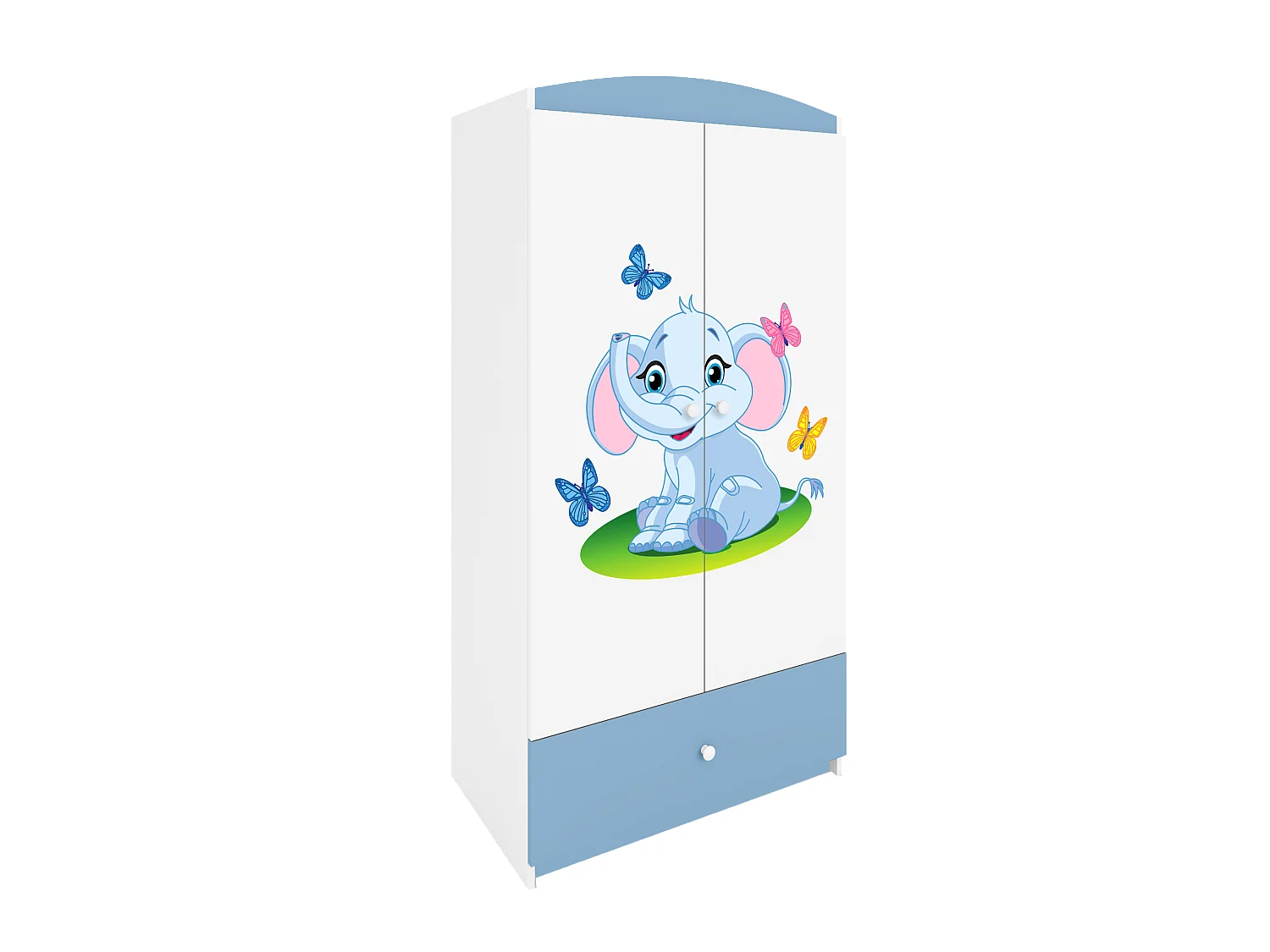 Kinderkleiderschrank Babydreams Drehtürenschrank Kleiderschrank Elefant Blau