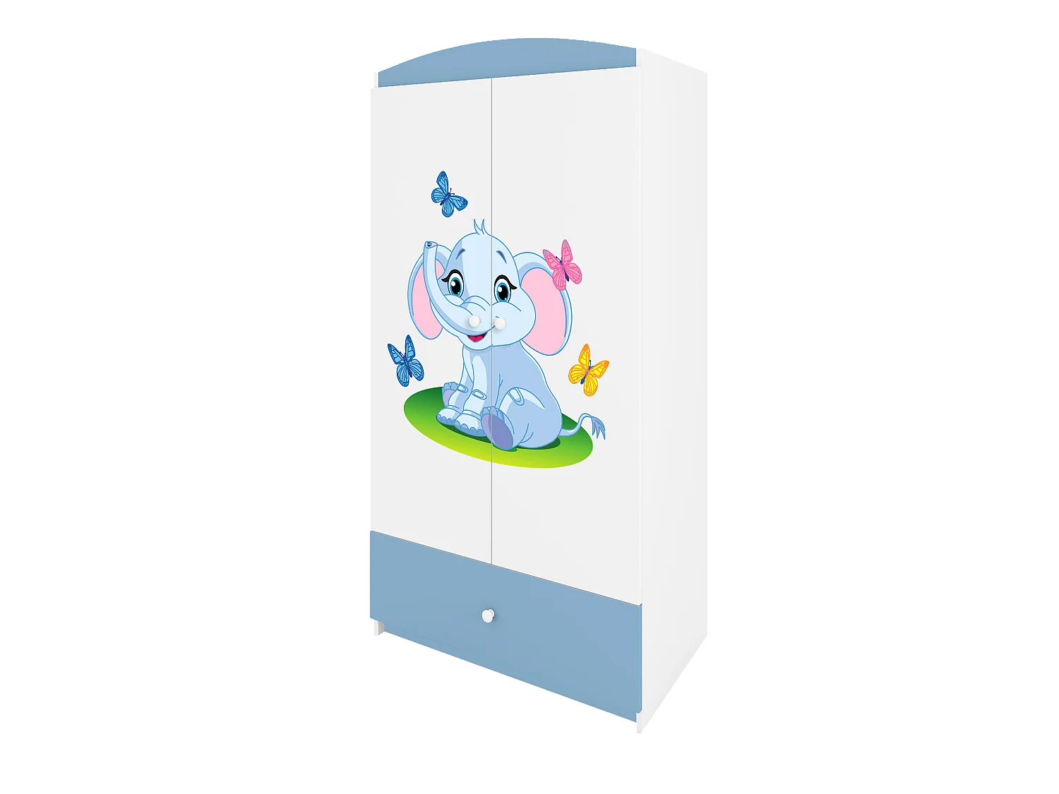 Kinderkleiderschrank Babydreams Drehtürenschrank Kleiderschrank Elefant Blau