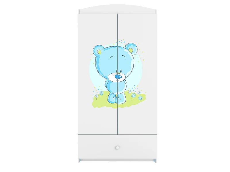 Kinderkleiderschrank Babydreams Drehtürenschrank Kleiderschrank Blaubär Weiß