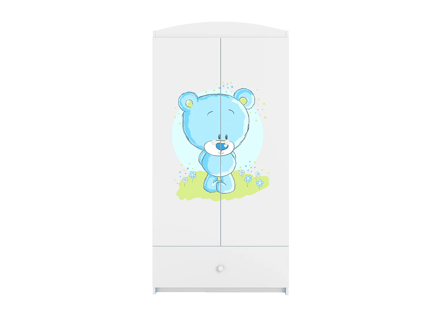 Kinderkleiderschrank Babydreams Drehtürenschrank Kleiderschrank Blaubär Weiß