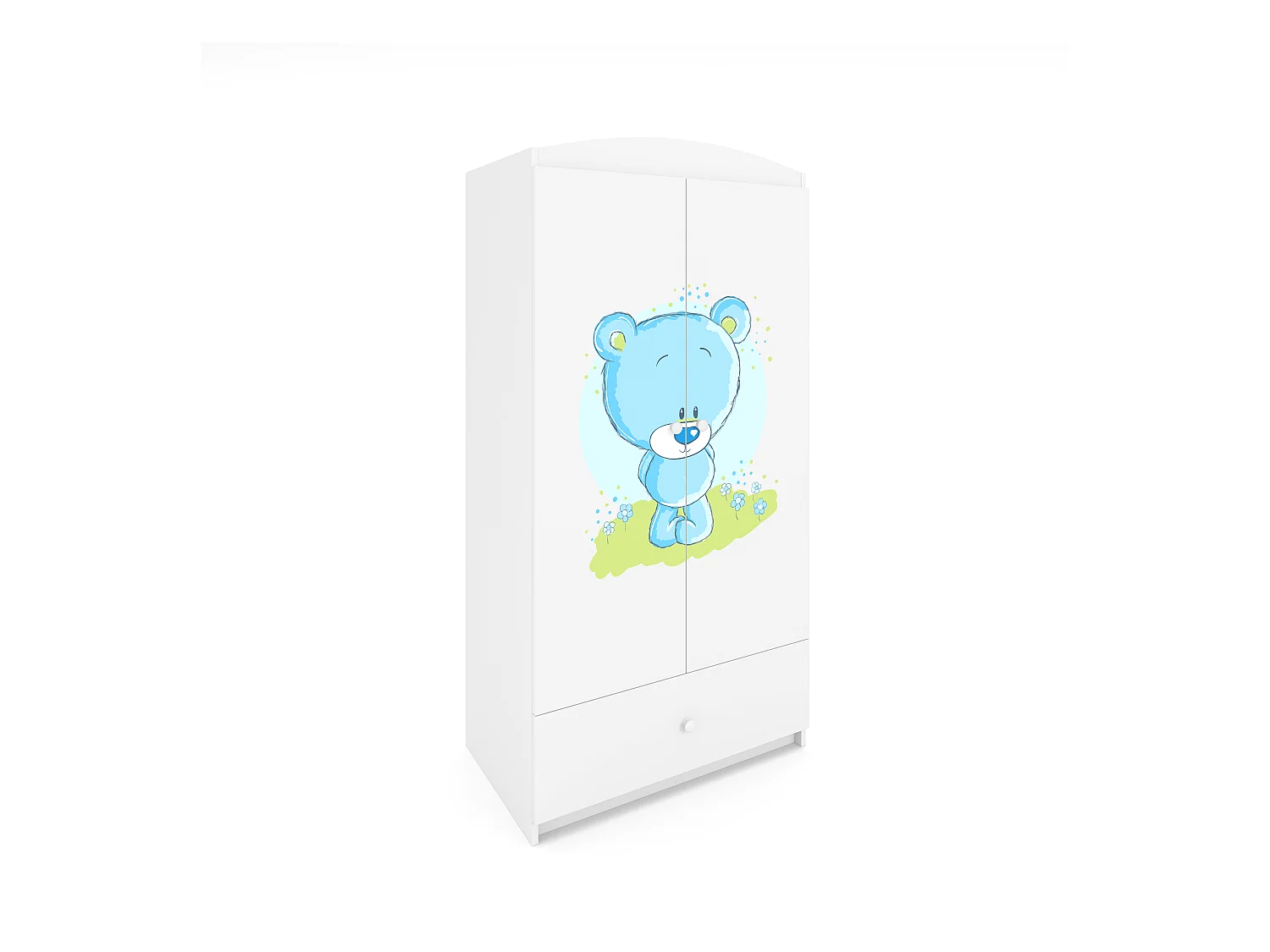 Kinderkleiderschrank Babydreams Drehtürenschrank Kleiderschrank Blaubär Weiß