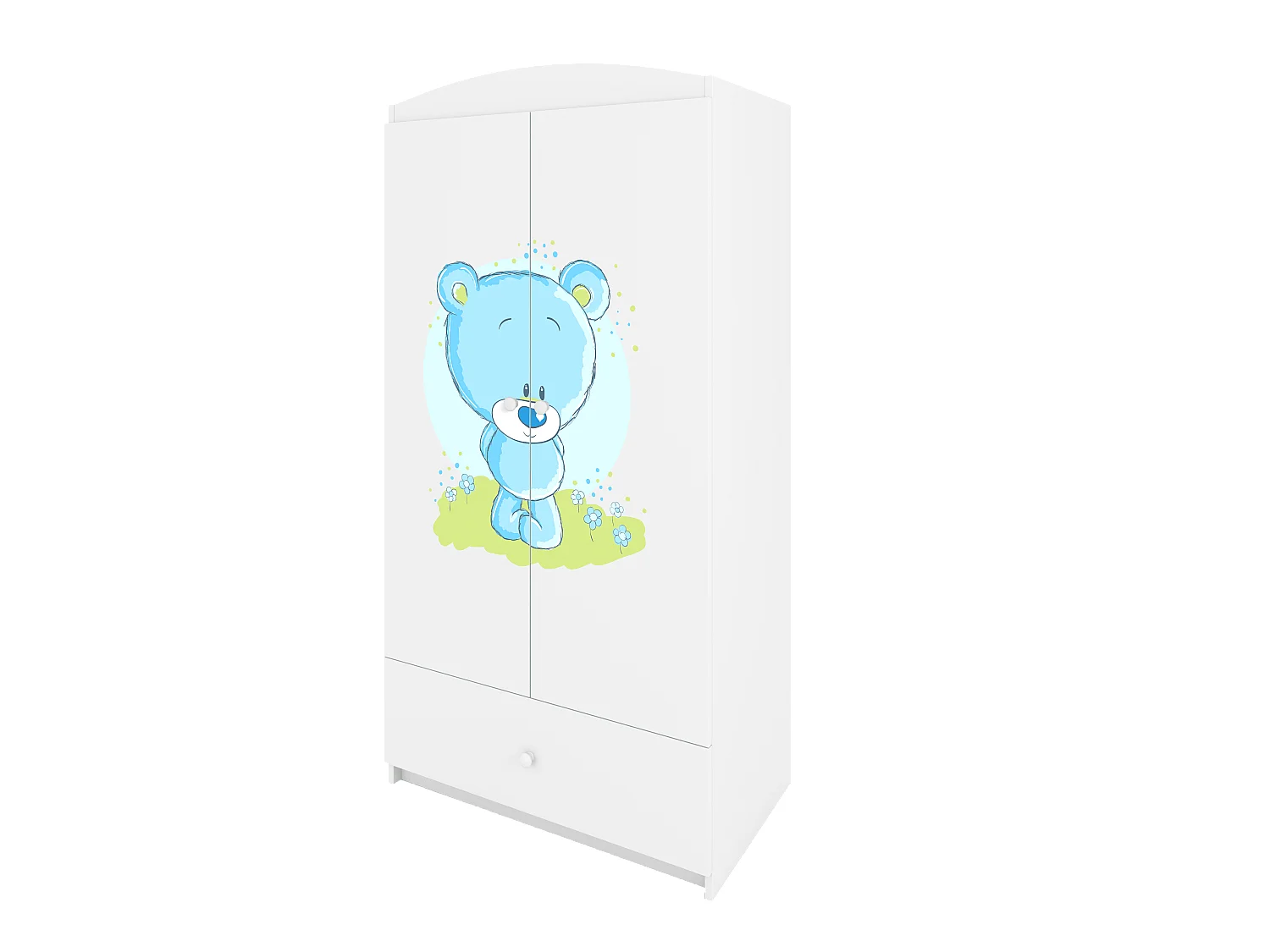 Kinderkleiderschrank Babydreams Drehtürenschrank Kleiderschrank Blaubär Weiß
