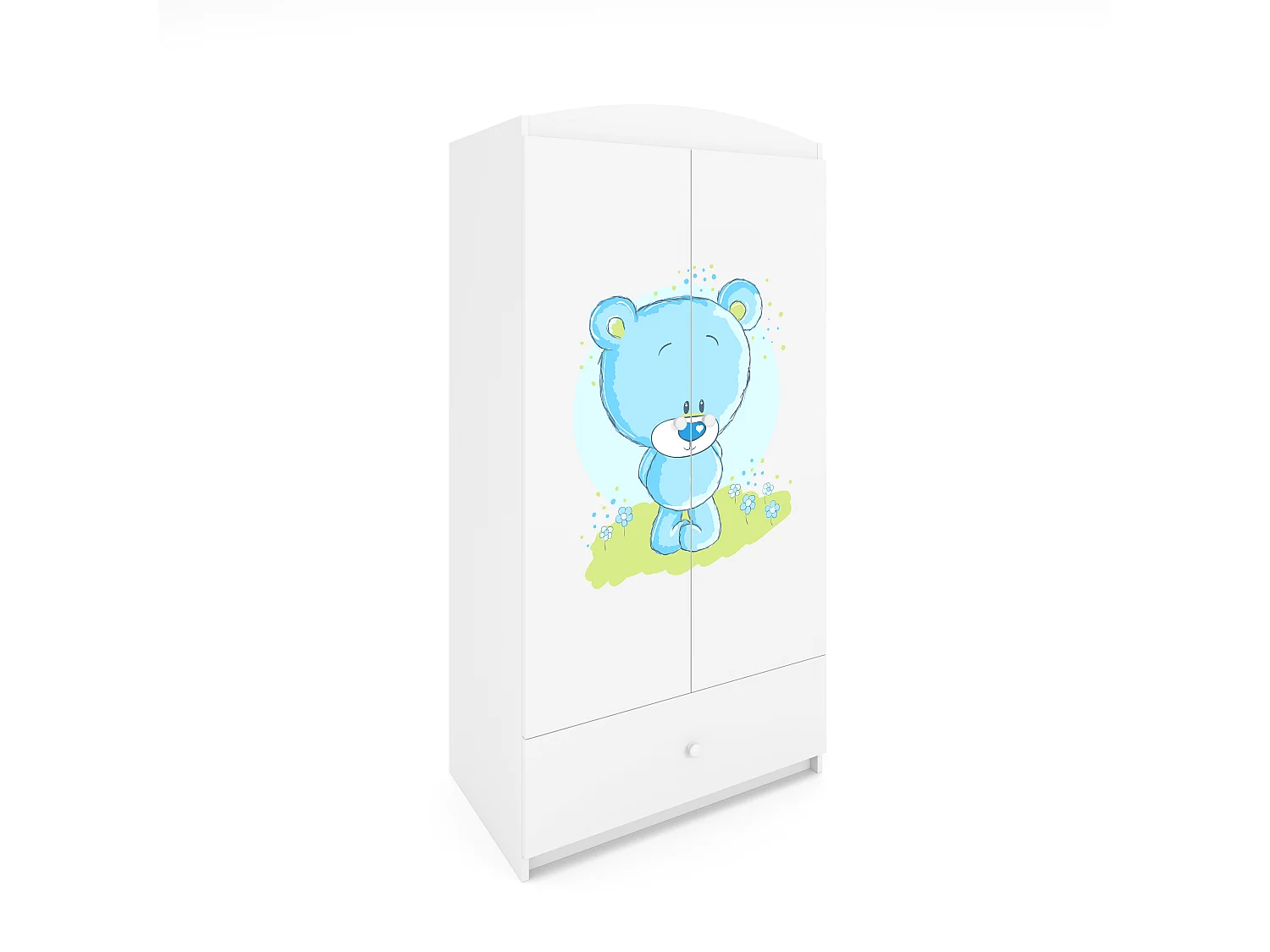 Kinderkleiderschrank Babydreams Drehtürenschrank Kleiderschrank Blaubär Weiß