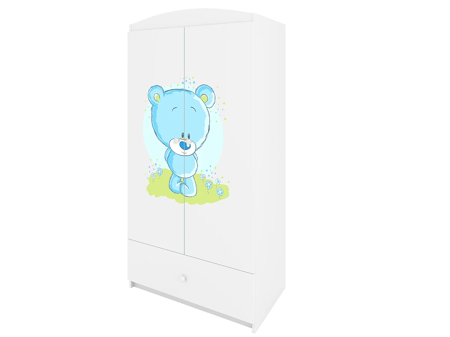 Kinderkleiderschrank Babydreams Drehtürenschrank Kleiderschrank Blaubär Weiß