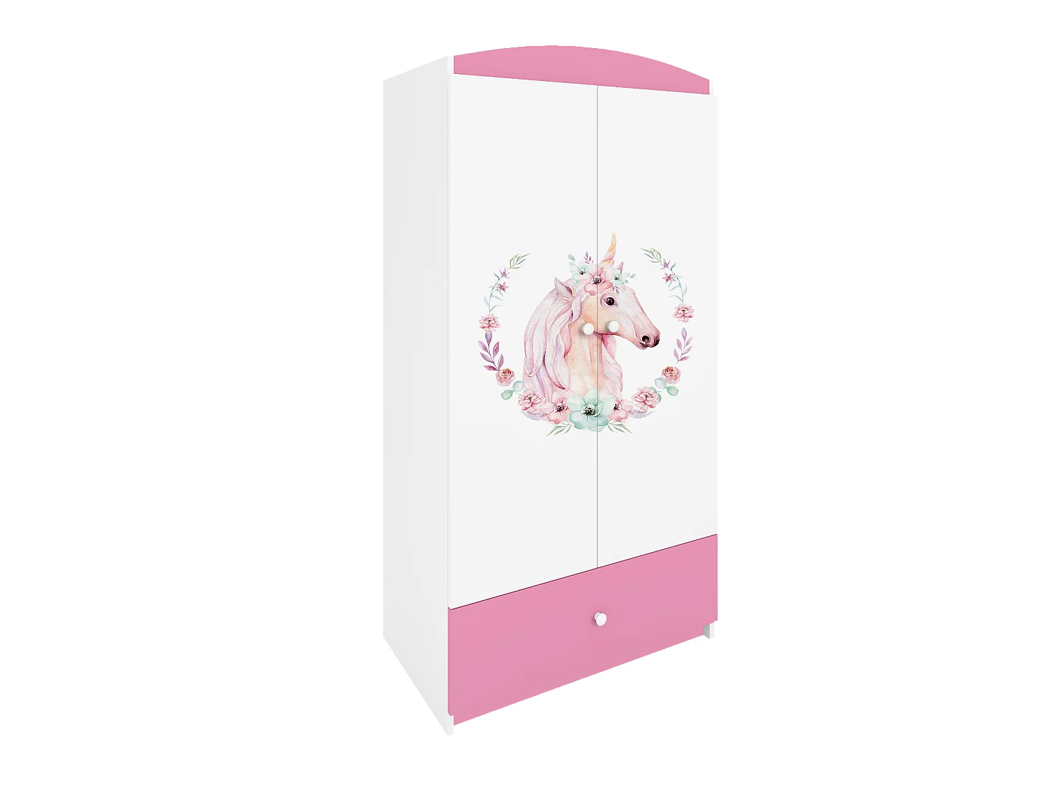 Kinderkleiderschrank Babydreams Drehtürenschrank Kleiderschrank Pferd Hellrosa