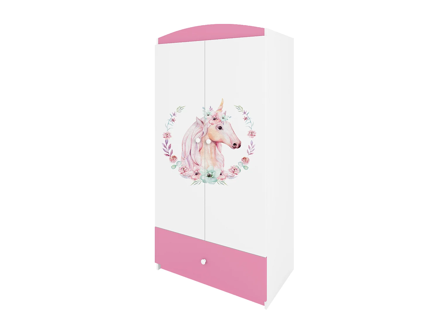 Kinderkleiderschrank Babydreams Drehtürenschrank Kleiderschrank Pferd Hellrosa