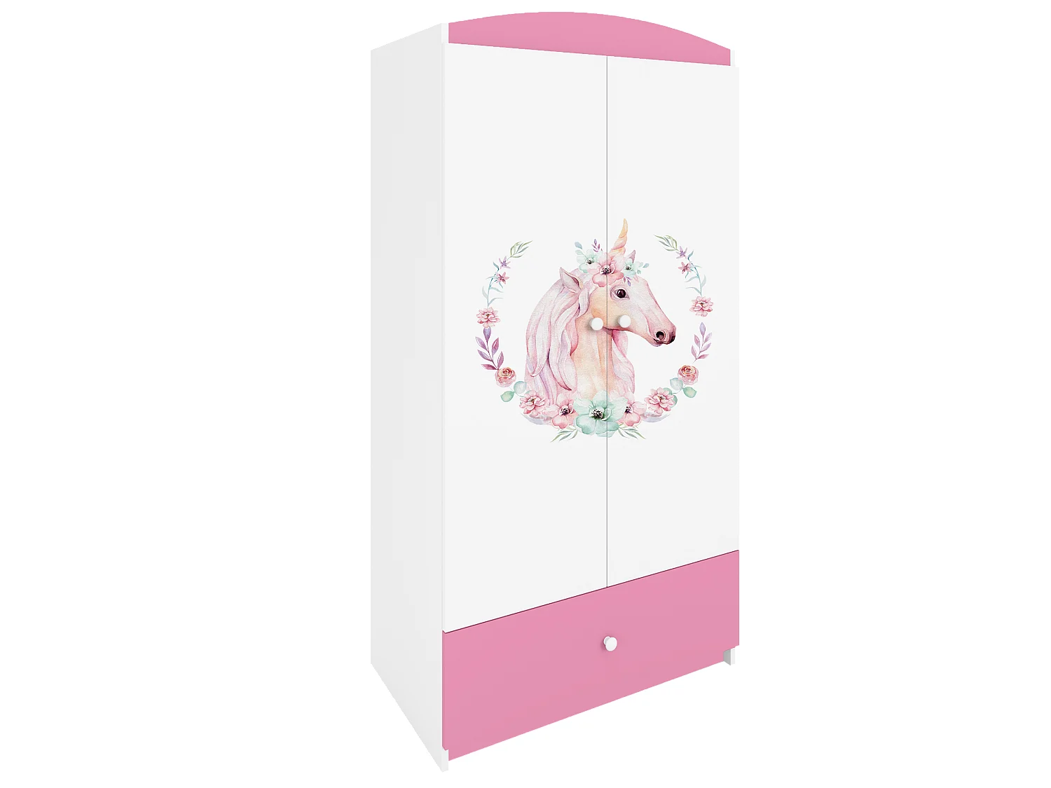 Kinderkleiderschrank Babydreams Drehtürenschrank Kleiderschrank Pferd Hellrosa