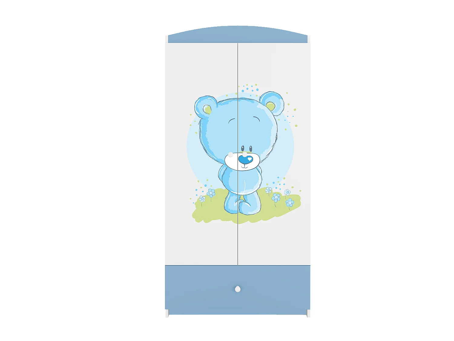 Kinderkleiderschrank Babydreams Drehtürenschrank Kleiderschrank Blaubär Blau