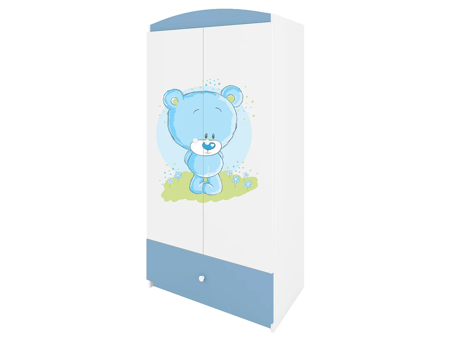 Kinderkleiderschrank Babydreams Drehtürenschrank Kleiderschrank Blaubär Blau