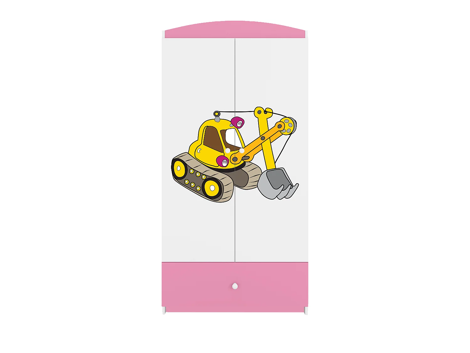 Kinderkleiderschrank Babydreams Drehtürenschrank Kleiderschrank Excavator Hellrosa