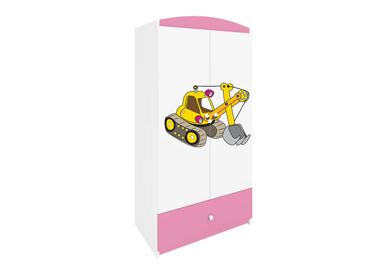 Kinderkleiderschrank Babydreams Drehtürenschrank Kleiderschrank Excavator Hellrosa