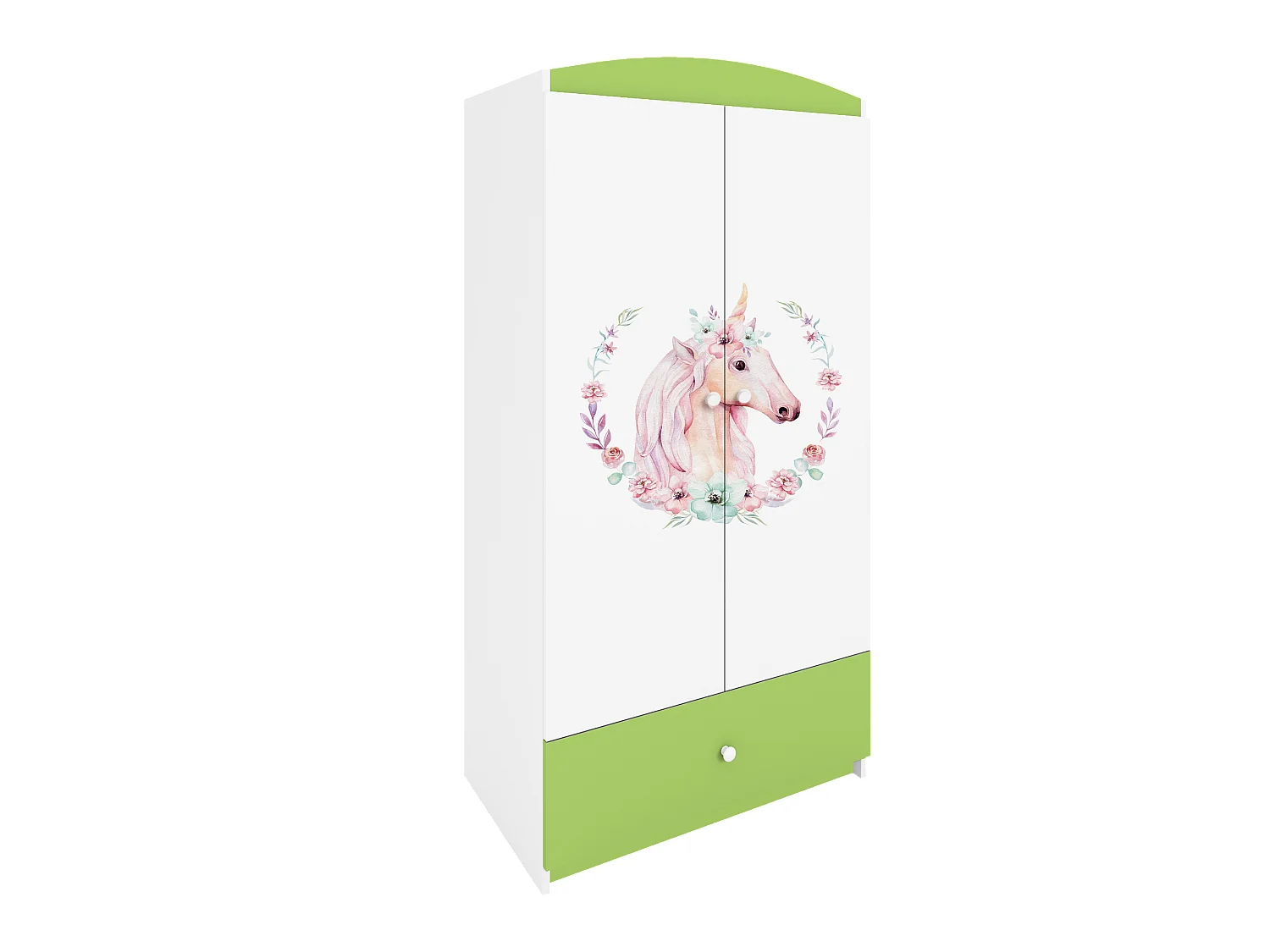 Kinderkleiderschrank Babydreams Drehtürenschrank Kleiderschrank Pferd Grün