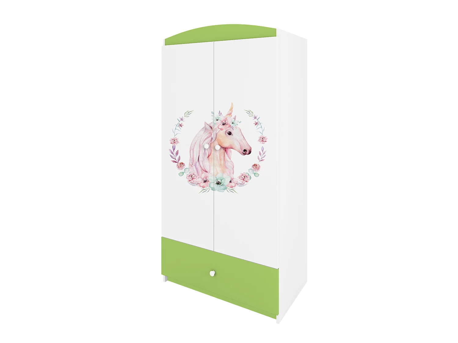 Kinderkleiderschrank Babydreams Drehtürenschrank Kleiderschrank Pferd Grün