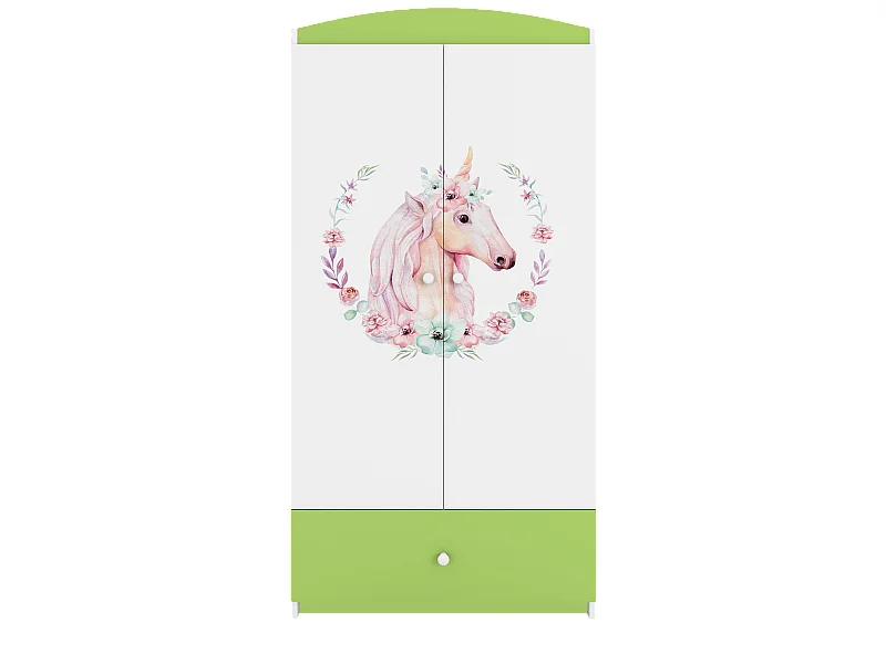 Kinderkleiderschrank Babydreams Drehtürenschrank Kleiderschrank Pferd Grün