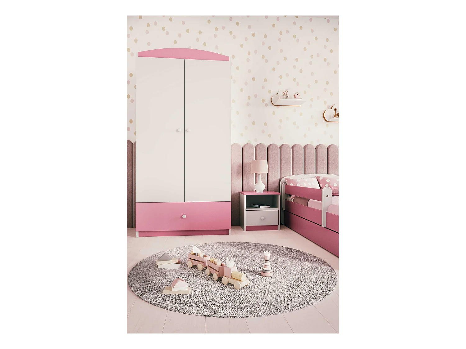 Kinderkleiderschrank Babydreams Drehtürenschrank Kleiderschrank Basic Hellrosa