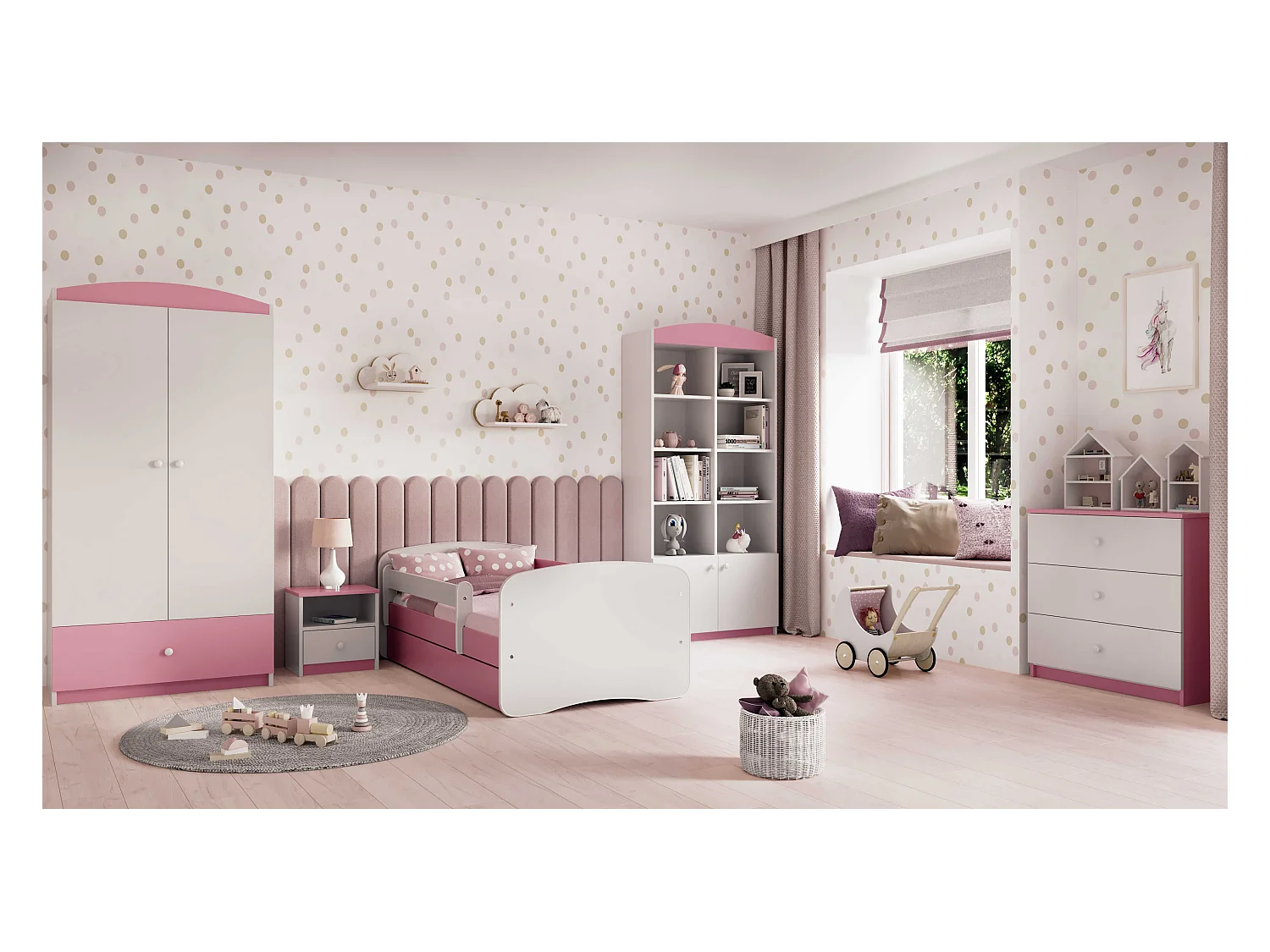 Kinderkleiderschrank Babydreams Drehtürenschrank Kleiderschrank Basic Hellrosa