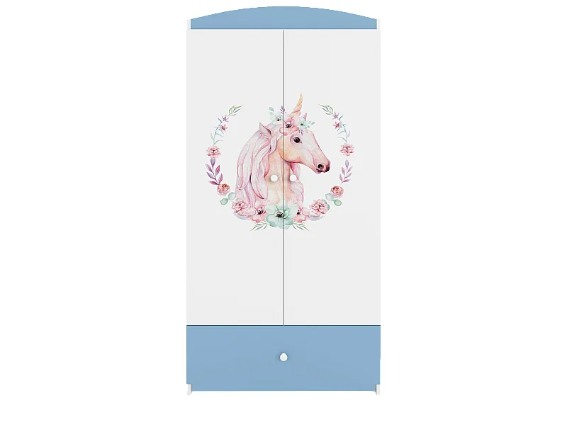 Kinderkleiderschrank Babydreams Drehtürenschrank Kleiderschrank Pferd Blau