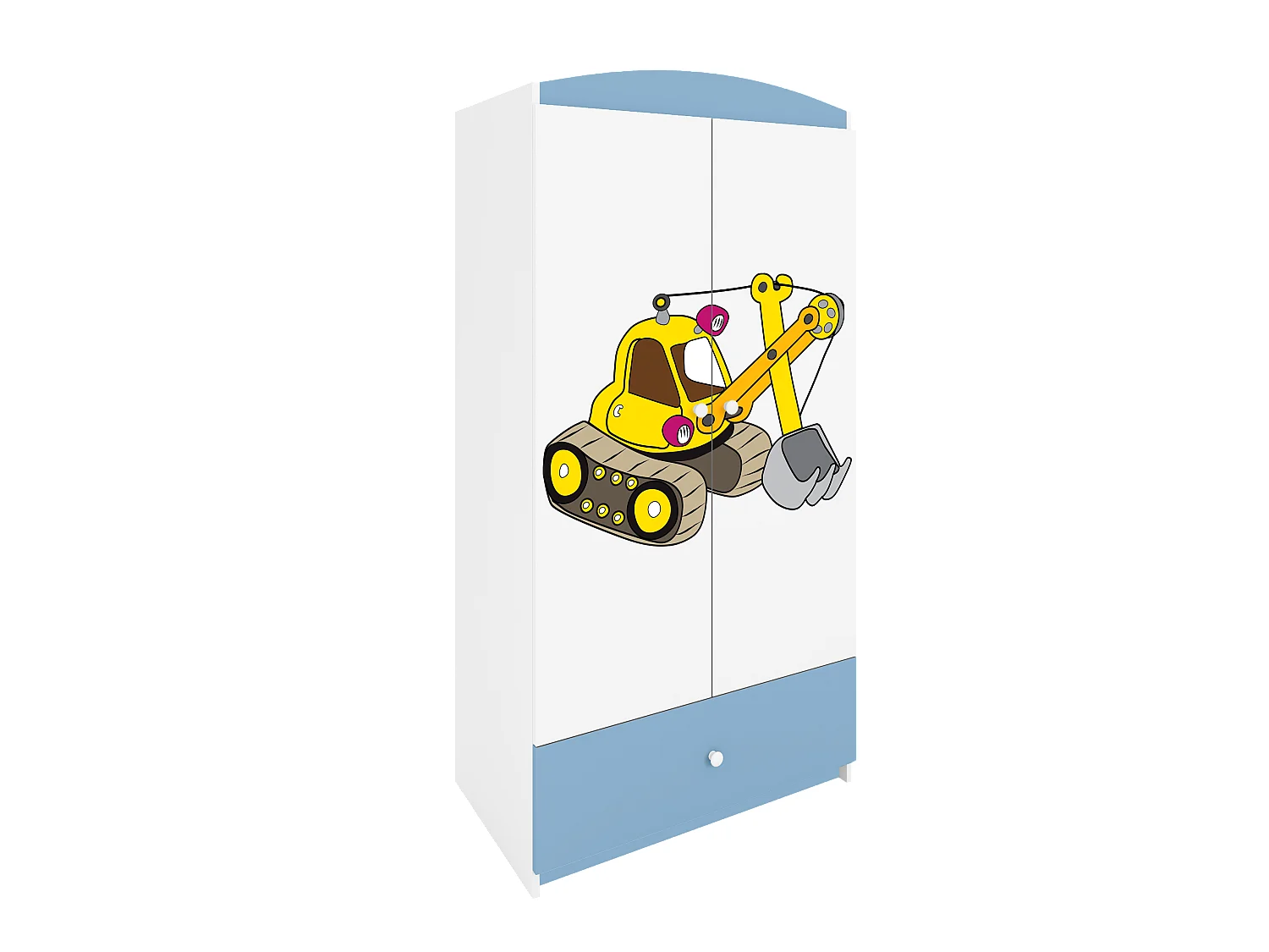 Kinderkleiderschrank Babydreams Drehtürenschrank Kleiderschrank Excavator Blau