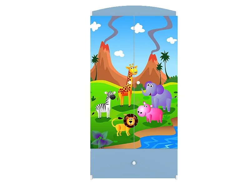 Kinderkleiderschrank Babydreams Drehtürenschrank Kleiderschrank Safari Blau