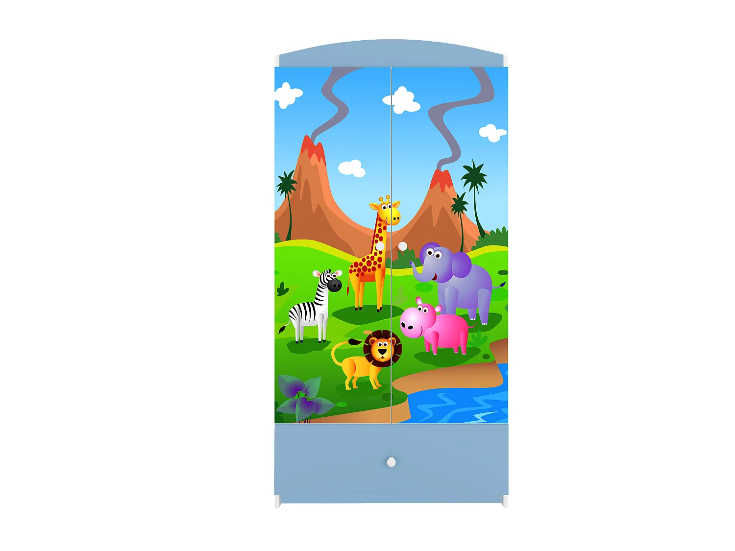 Kinderkleiderschrank Babydreams Drehtürenschrank Kleiderschrank Safari Blau