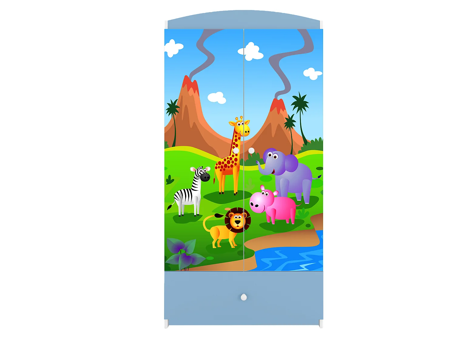 Kinderkleiderschrank Babydreams Drehtürenschrank Kleiderschrank Safari Blau