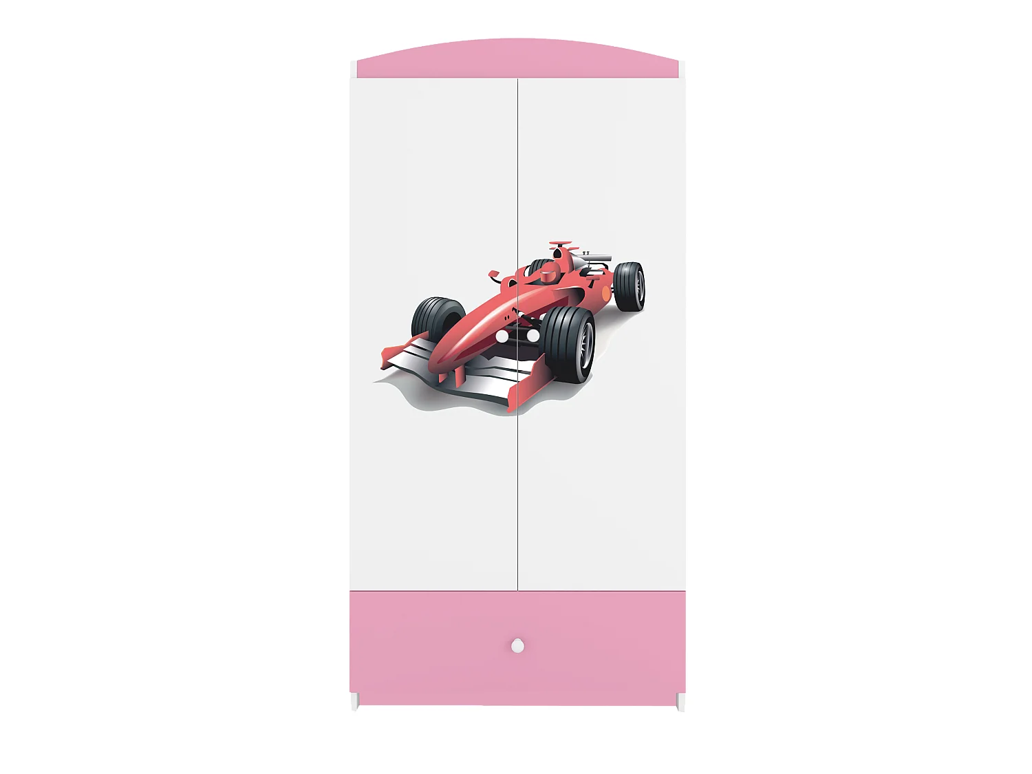Kinderkleiderschrank Babydreams Drehtürenschrank Kleiderschrank Formel 1 Hellrosa