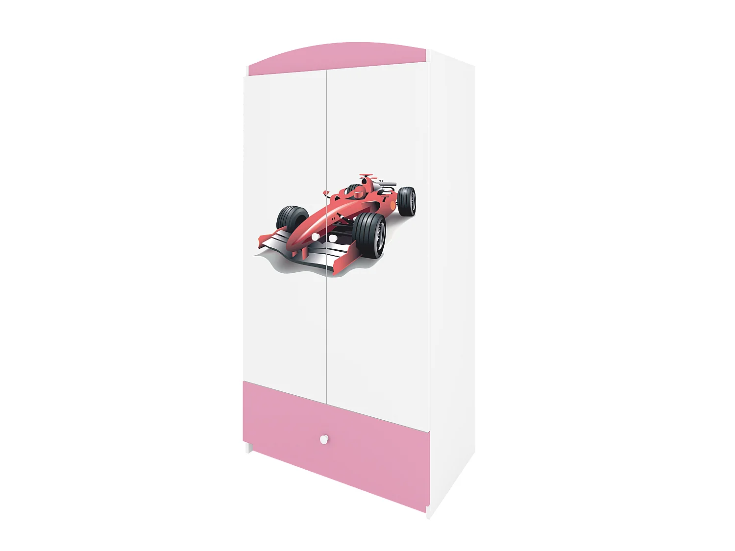 Kinderkleiderschrank Babydreams Drehtürenschrank Kleiderschrank Formel 1 Hellrosa