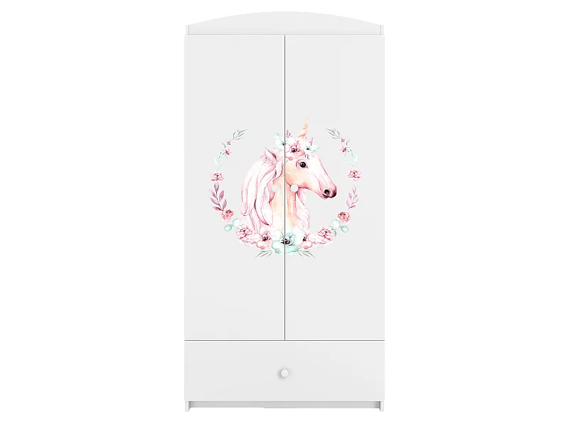 Kinderkleiderschrank Babydreams Drehtürenschrank Kleiderschrank Pferd Weiß
