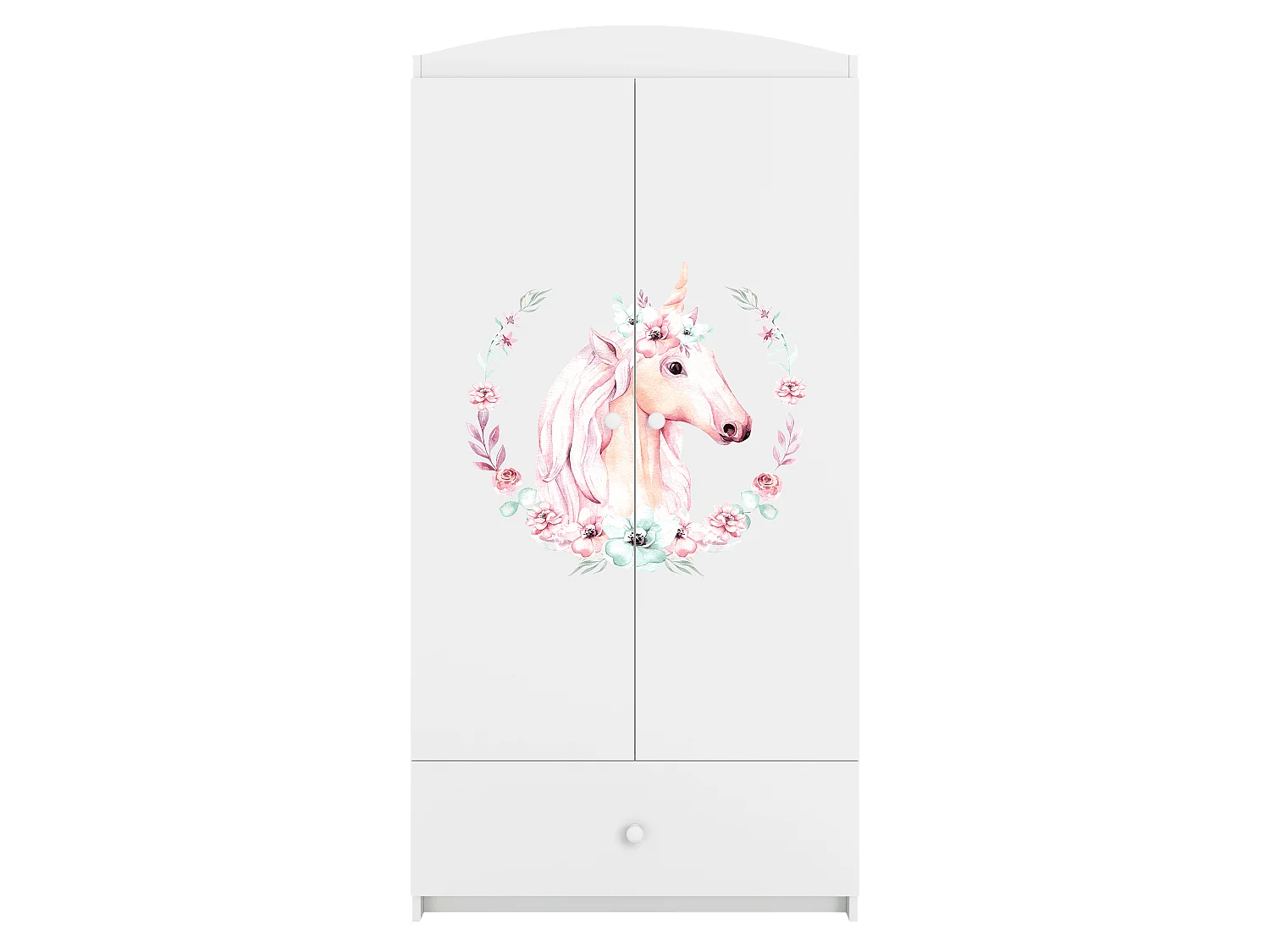 Kinderkleiderschrank Babydreams Drehtürenschrank Kleiderschrank Pferd Weiß