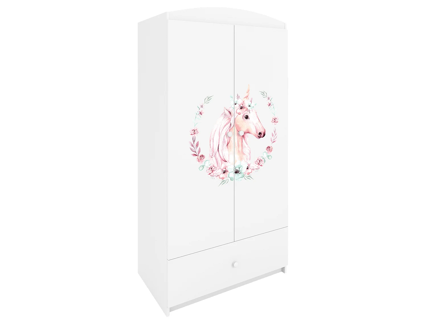 Kinderkleiderschrank Babydreams Drehtürenschrank Kleiderschrank Pferd Weiß