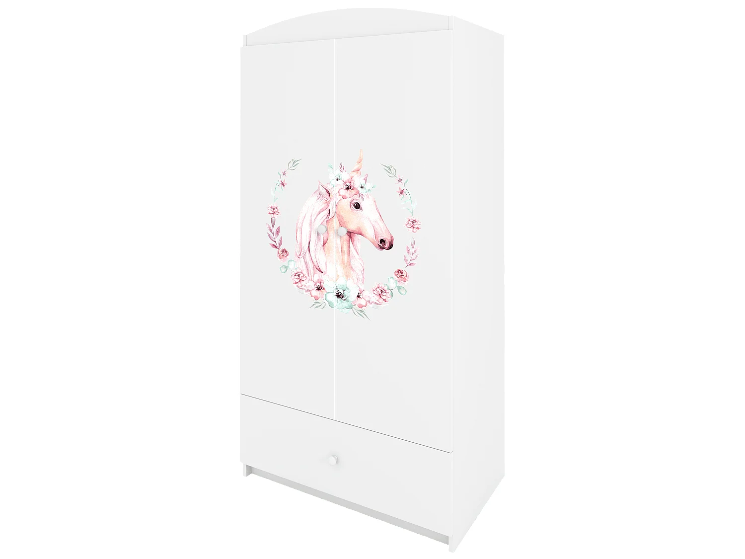 Kinderkleiderschrank Babydreams Drehtürenschrank Kleiderschrank Pferd Weiß