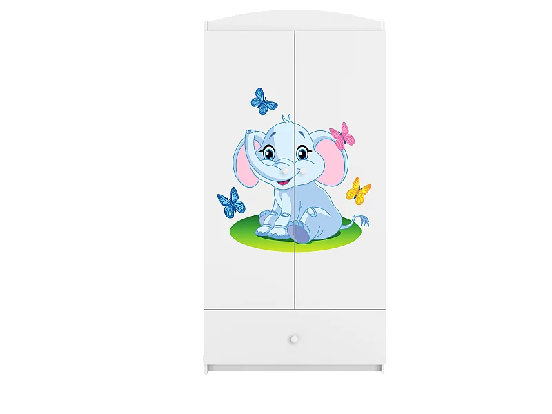 Kinderkleiderschrank Babydreams Drehtürenschrank Kleiderschrank Elefant Weiß