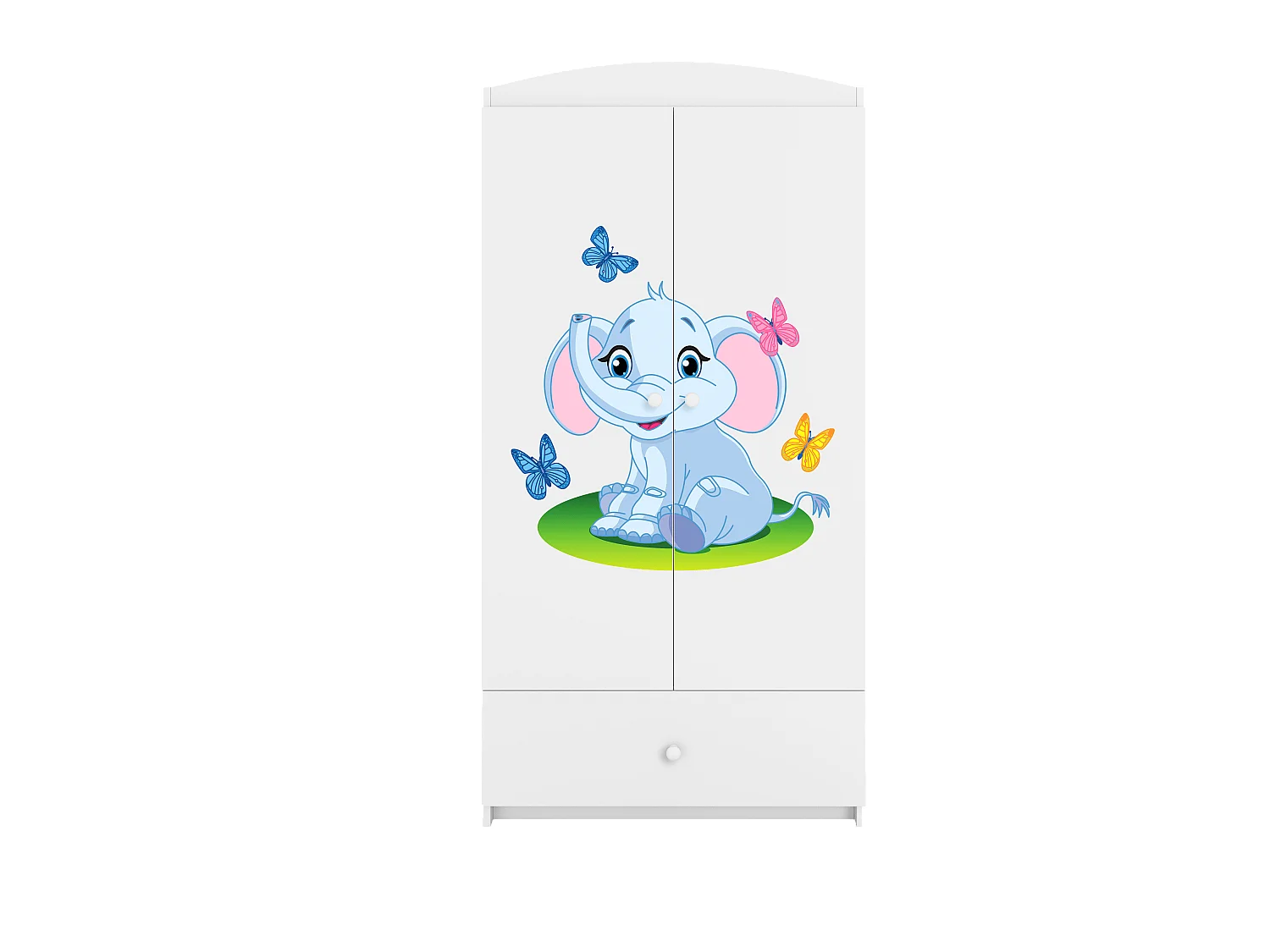 Kinderkleiderschrank Babydreams Drehtürenschrank Kleiderschrank Elefant Weiß