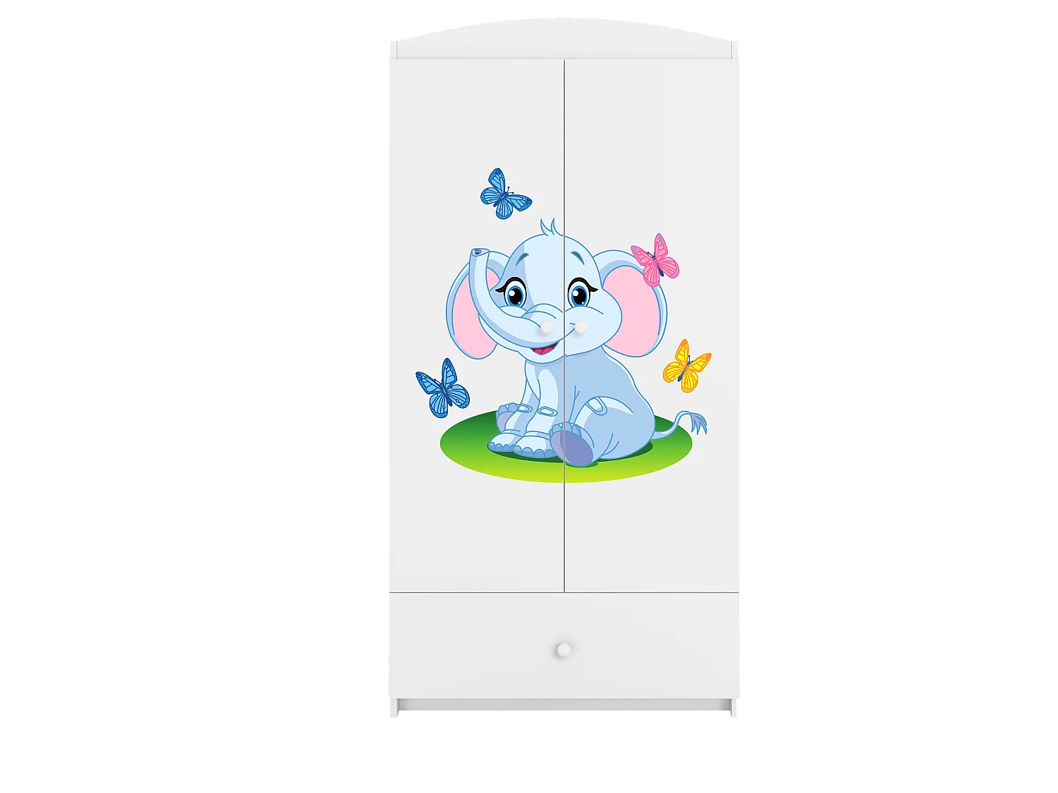 Kinderkleiderschrank Babydreams Drehtürenschrank Kleiderschrank Elefant Weiß