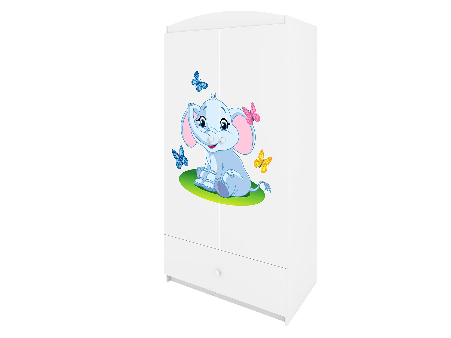 Kinderkleiderschrank Babydreams Drehtürenschrank Kleiderschrank Elefant Weiß