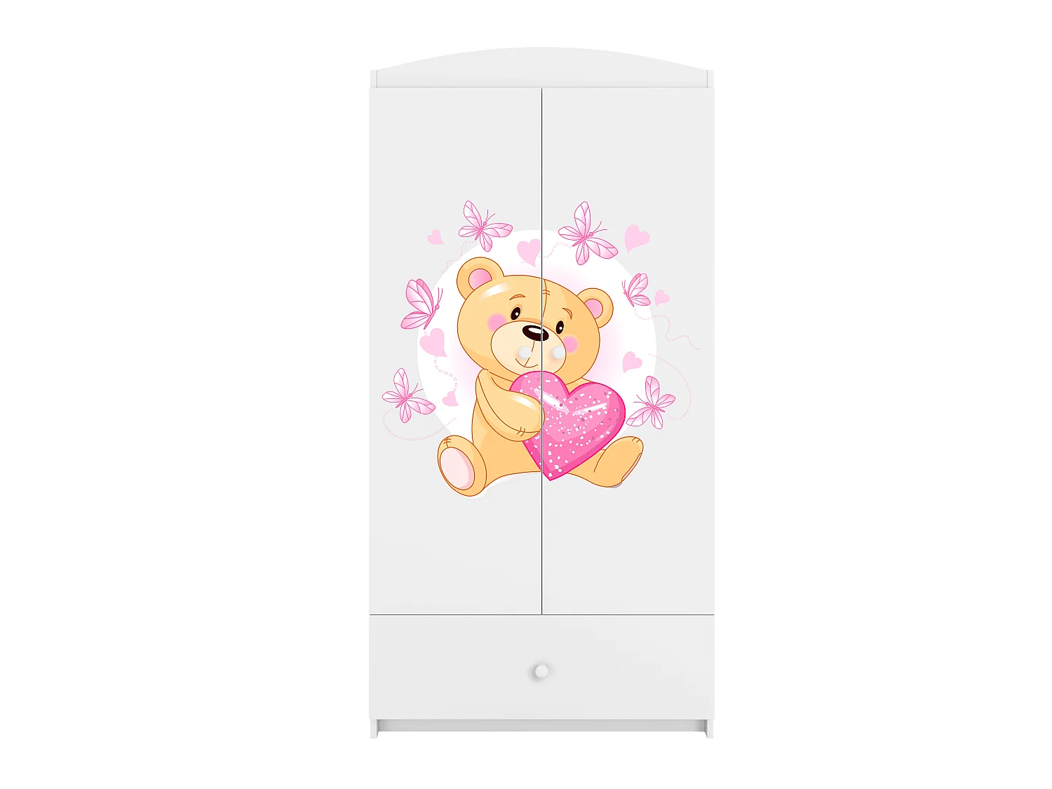 Kinderkleiderschrank Babydreams Drehtürenschrank Kleiderschrank Teddybär I Weiß
