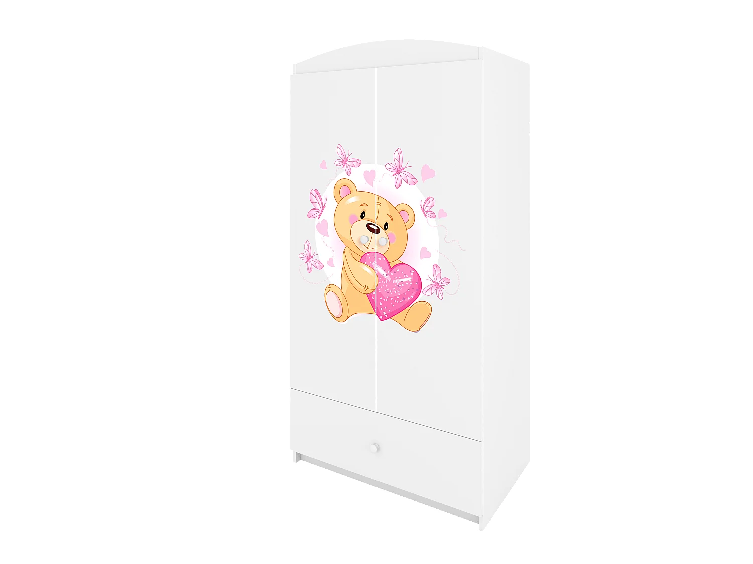 Kinderkleiderschrank Babydreams Drehtürenschrank Kleiderschrank Teddybär I Weiß