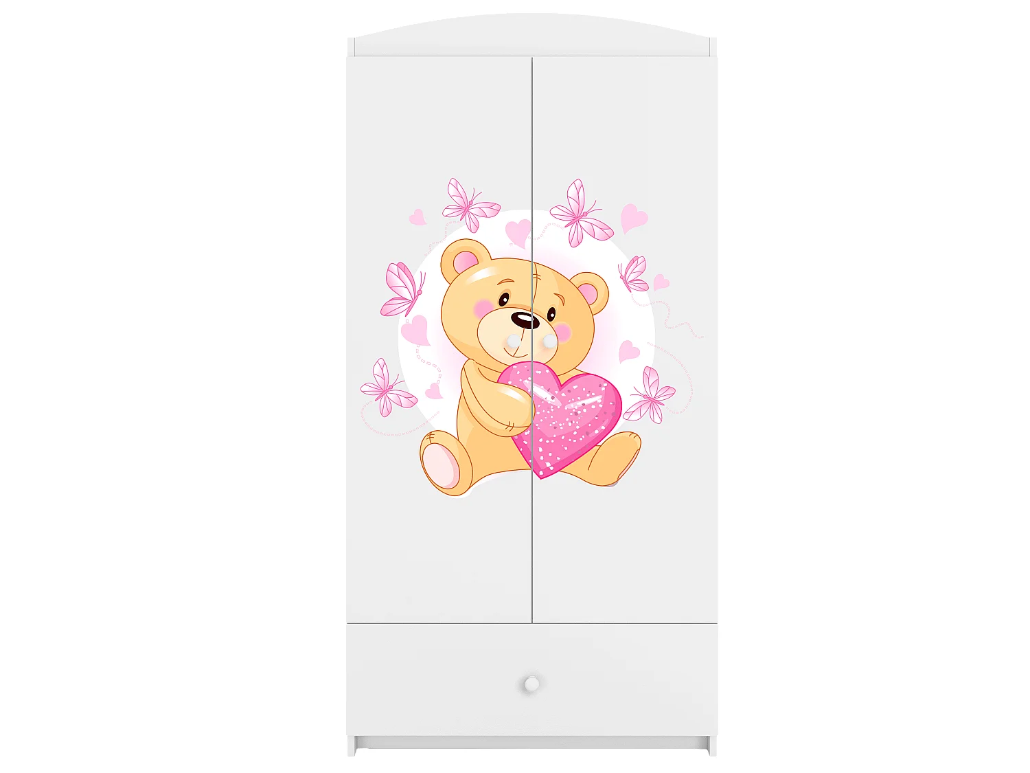 Kinderkleiderschrank Babydreams Drehtürenschrank Kleiderschrank Teddybär I Weiß