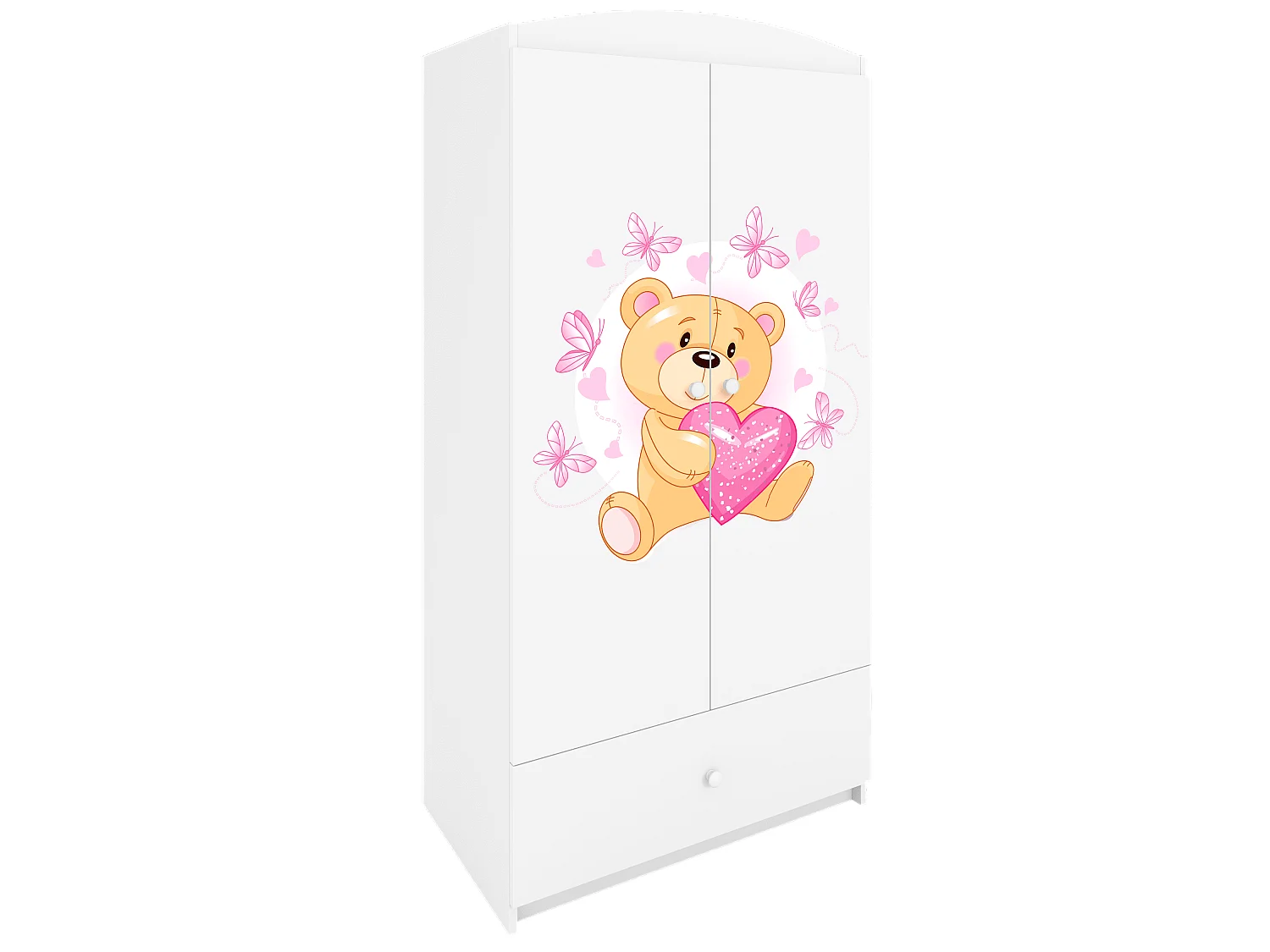 Kinderkleiderschrank Babydreams Drehtürenschrank Kleiderschrank Teddybär I Weiß