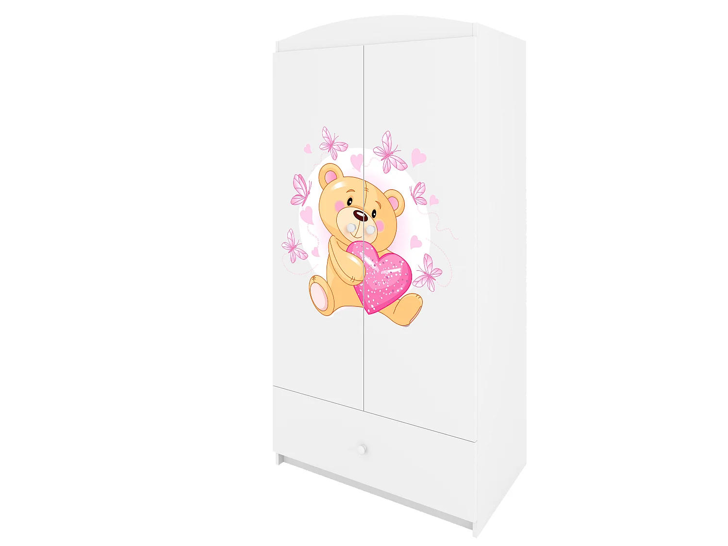 Kinderkleiderschrank Babydreams Drehtürenschrank Kleiderschrank Teddybär I Weiß