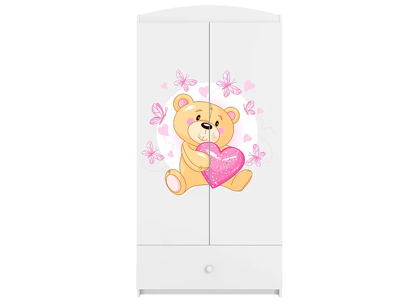 Kinderkleiderschrank Babydreams Drehtürenschrank Kleiderschrank Teddybär I Weiß